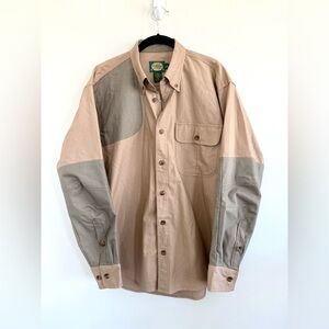 Vintage Cabelas Khaki Tan Sage Button-Up Shooting Rifle Hunting Shirt NWT Sz M